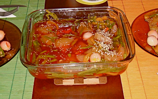 Linguado com abacaxi agridoce