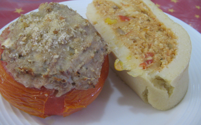 Rocambole de arroz com frango da Dani