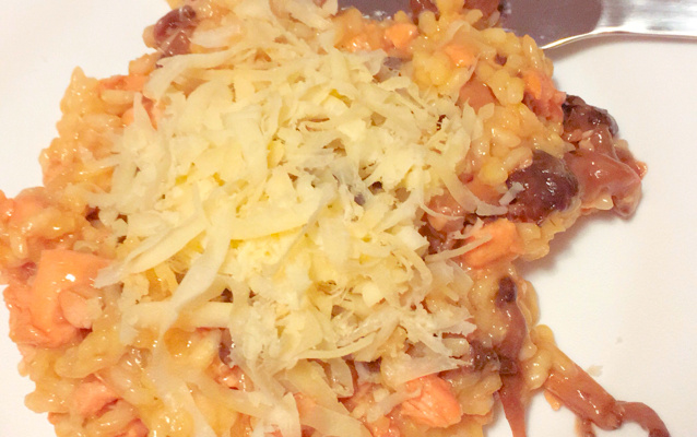 Risoto de shimeji com salmão