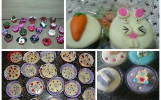 Cupcakes decorados com pasta americana de leite em pó