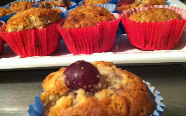 Muffin de uva e morango
