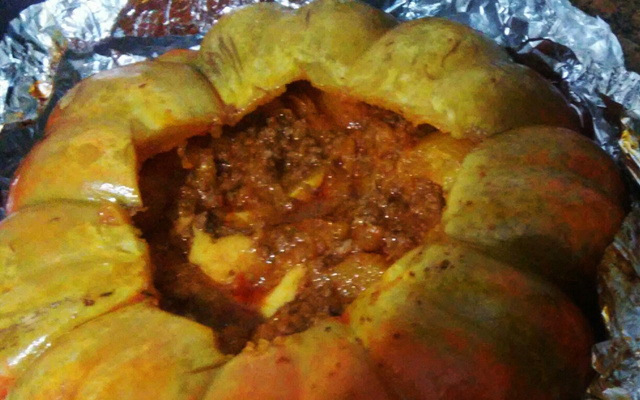 Creme de abóbora com carne de sertão