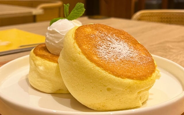 Panqueca japonesa doce fofinha como uma nuvem