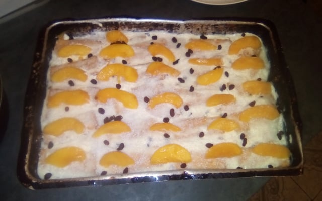 Pavê de pêssego com coco