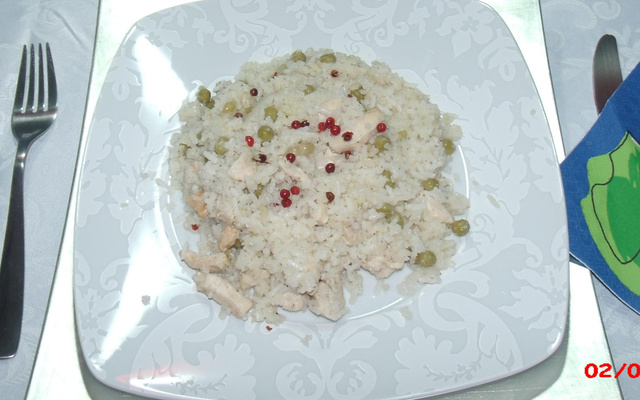 Risoto de frango com coco