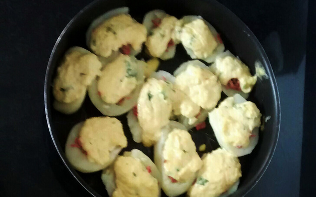 Batata assada com creme de milho