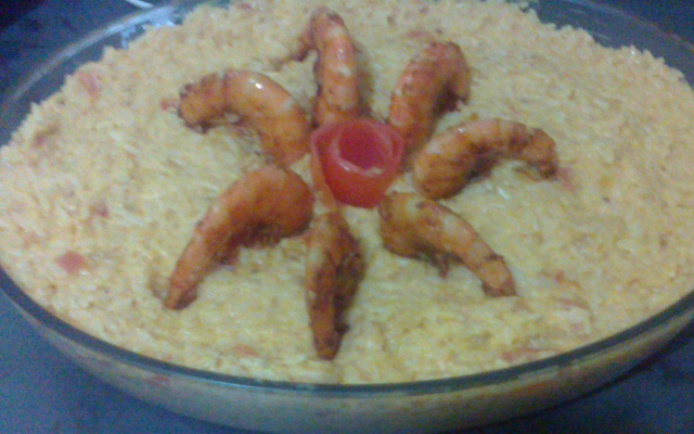 Risoto de camarão com requeijão