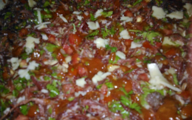 Pizza caseira de carne seca