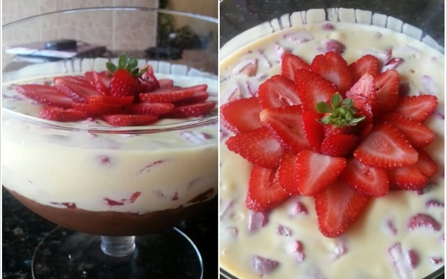 Ganache de chocolate com morangos