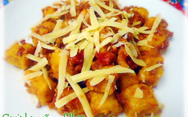 Nhoque de abóbora com carne seca