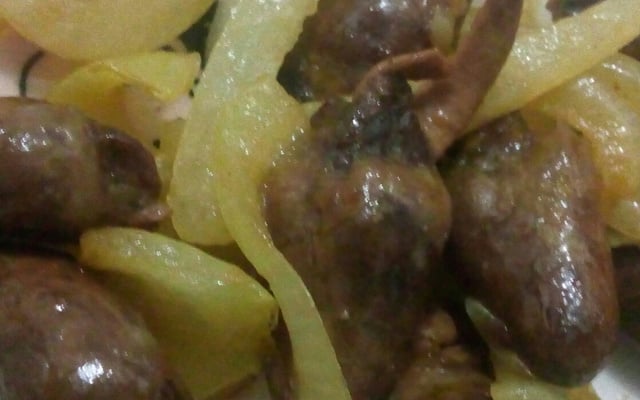 Coração de frango frito
