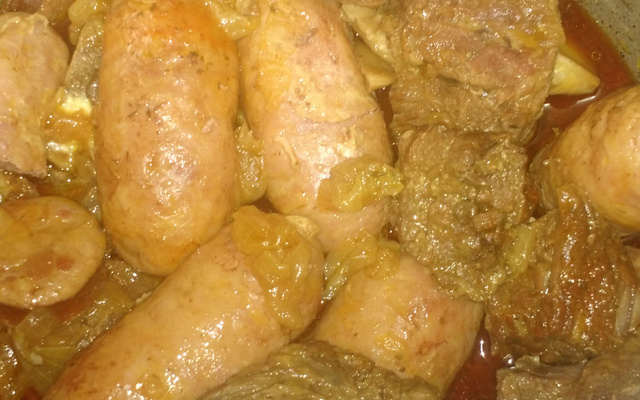 Costela com linguiça na panela de pressão