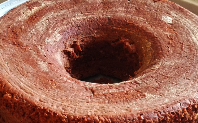 Bolo de aveia, chocolate e banana