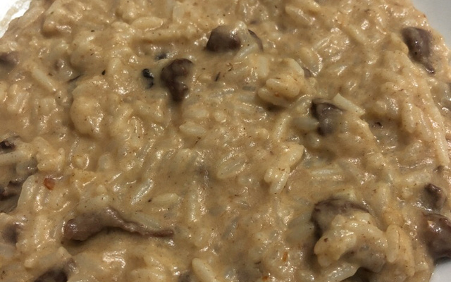 Risoto de coração de galinha