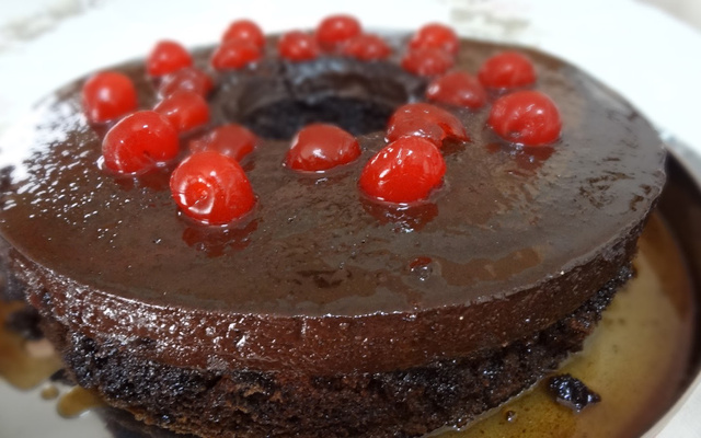 Bolo pudim de chocolate