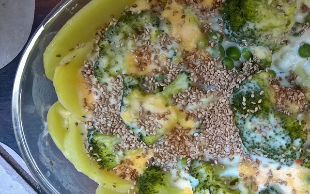 Gratinado de brócolis com batata