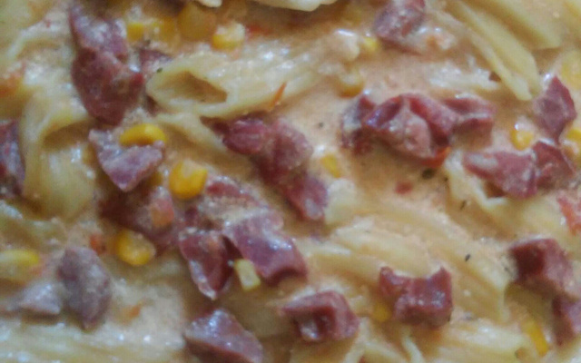 Macarrão de panela de pressão com linguiça calabresa