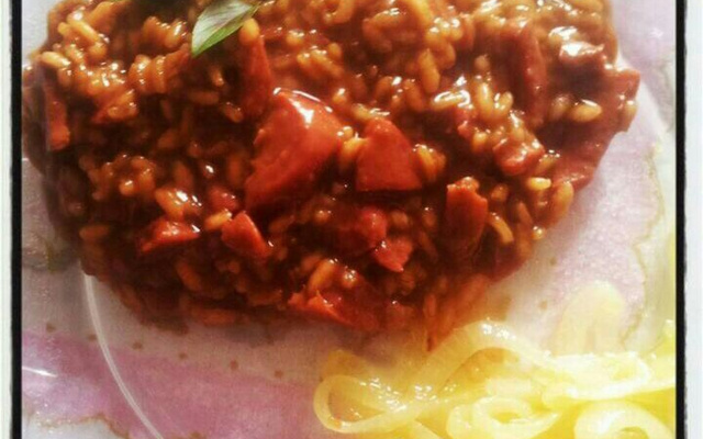 Risoto de calabresa a cerveja