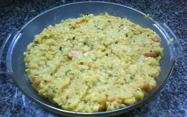 Risoto cremoso de camarão
