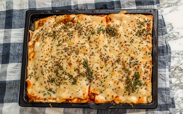 Lasanha com molho branco e bolonhesa