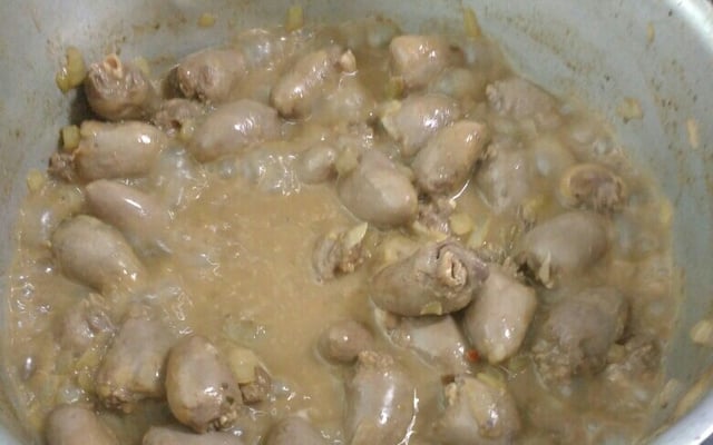 Coração de frango frito