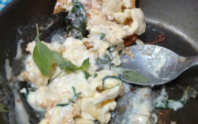 Mexido de ovos com requeijão