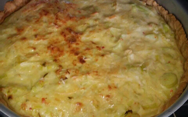 Quiche de alho poró com bacon