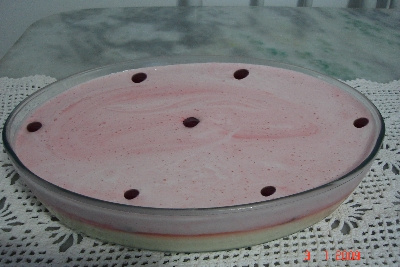 Pudim de cereja bicolor