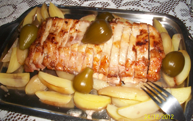 Lombo assado com batata doce