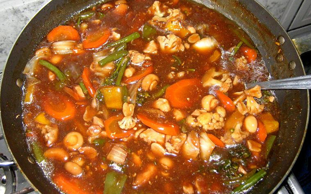 Frango xadrez e arroz shop suey