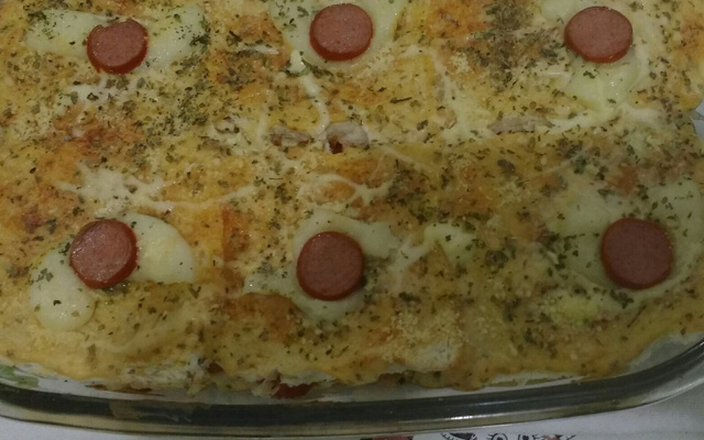 Cachorro-quente de pão de forma ao forno