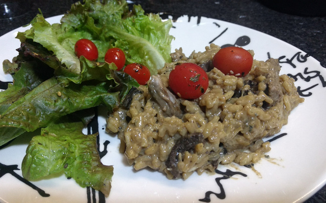 Risoto de mignon ao funghi e gorgonzola