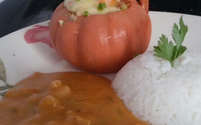 Minimoranga ao creme de camarão