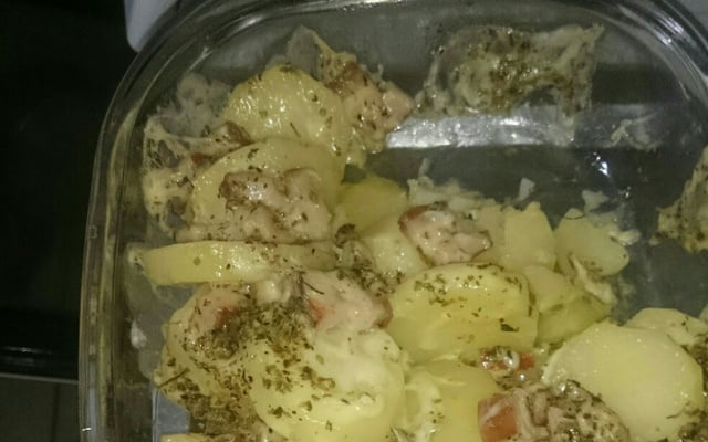 Batatas gratinadas com bacon