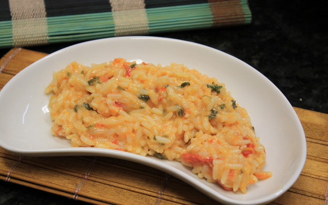 Risoto de tomate seco e mussarela de búfala