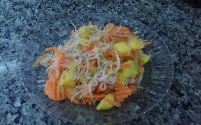 Salada com moyashi (broto de feijão)