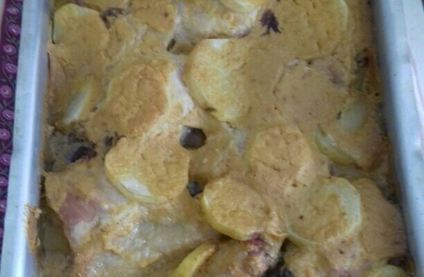 Frango assado ao creme de leite