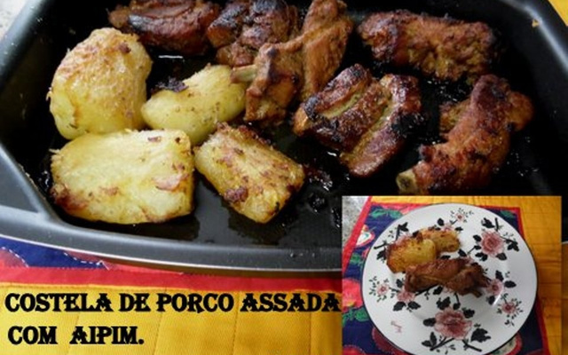 Costela de porco assada com aipim do Lúcio Cezar
