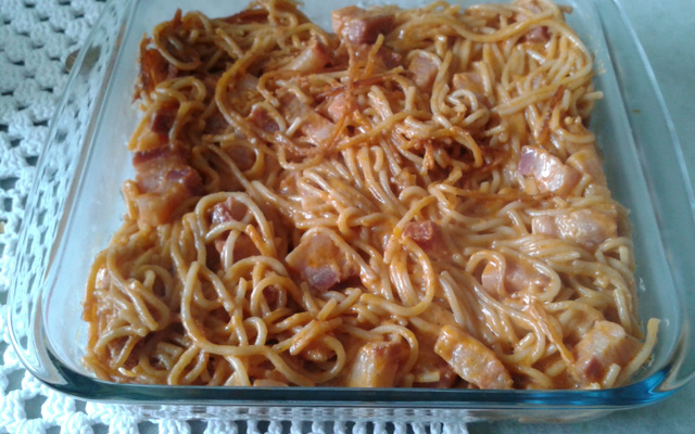 Macarrão panela de pressão com bacon