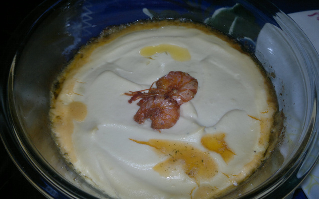 Afogadinho de camarão na pupunha