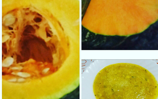 Caldo de abóbora com frango