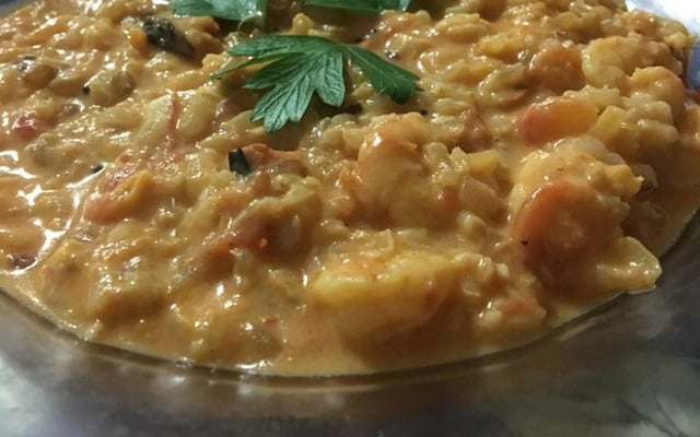 Risoto de camarão e marisco