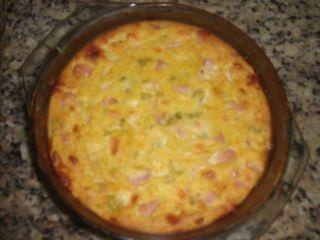 Souflé de legumes com mussarela e presunto