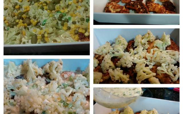 Filé de frango com couve flor ao forno