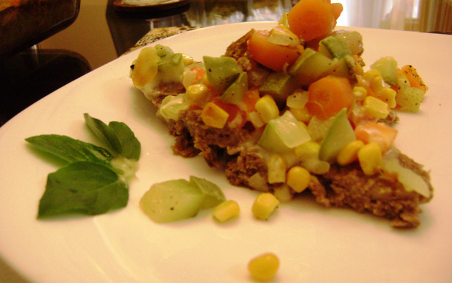 Quiche de carne moída à jardineira