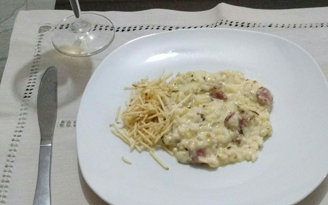 Risoto de abobrinha com linguiça defumada