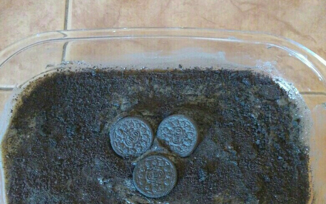 Torta de biscoito de chocolate com recheio de baunilha simples e fácil