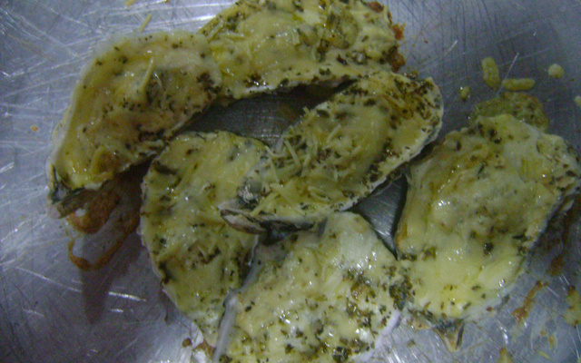 Ostras gratinadas com requeijão
