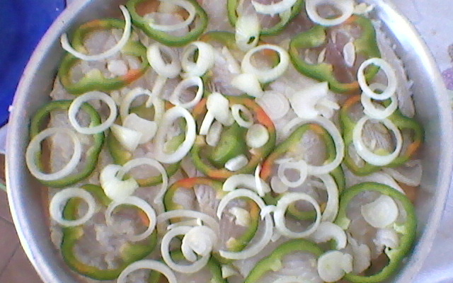 Peixe ao molho de tomate e leite de coco