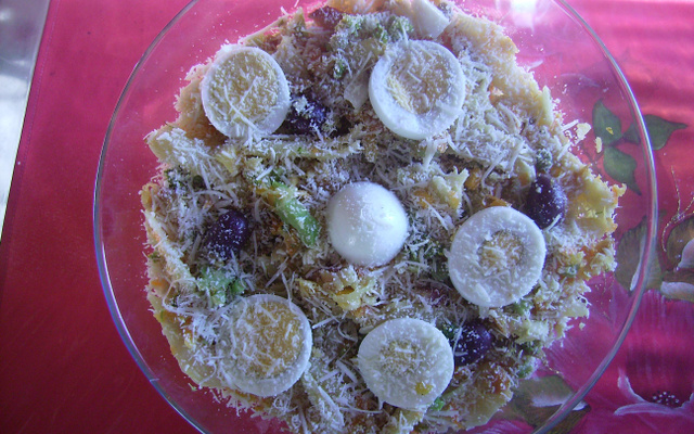 Macarrão com bacalhau assado do Marcelo